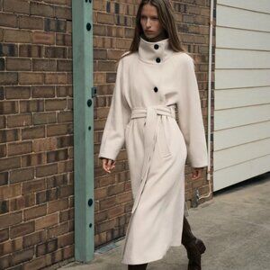 🤍 NWT ZARA LING WOOL COAT WITH HIGH NECK🤍